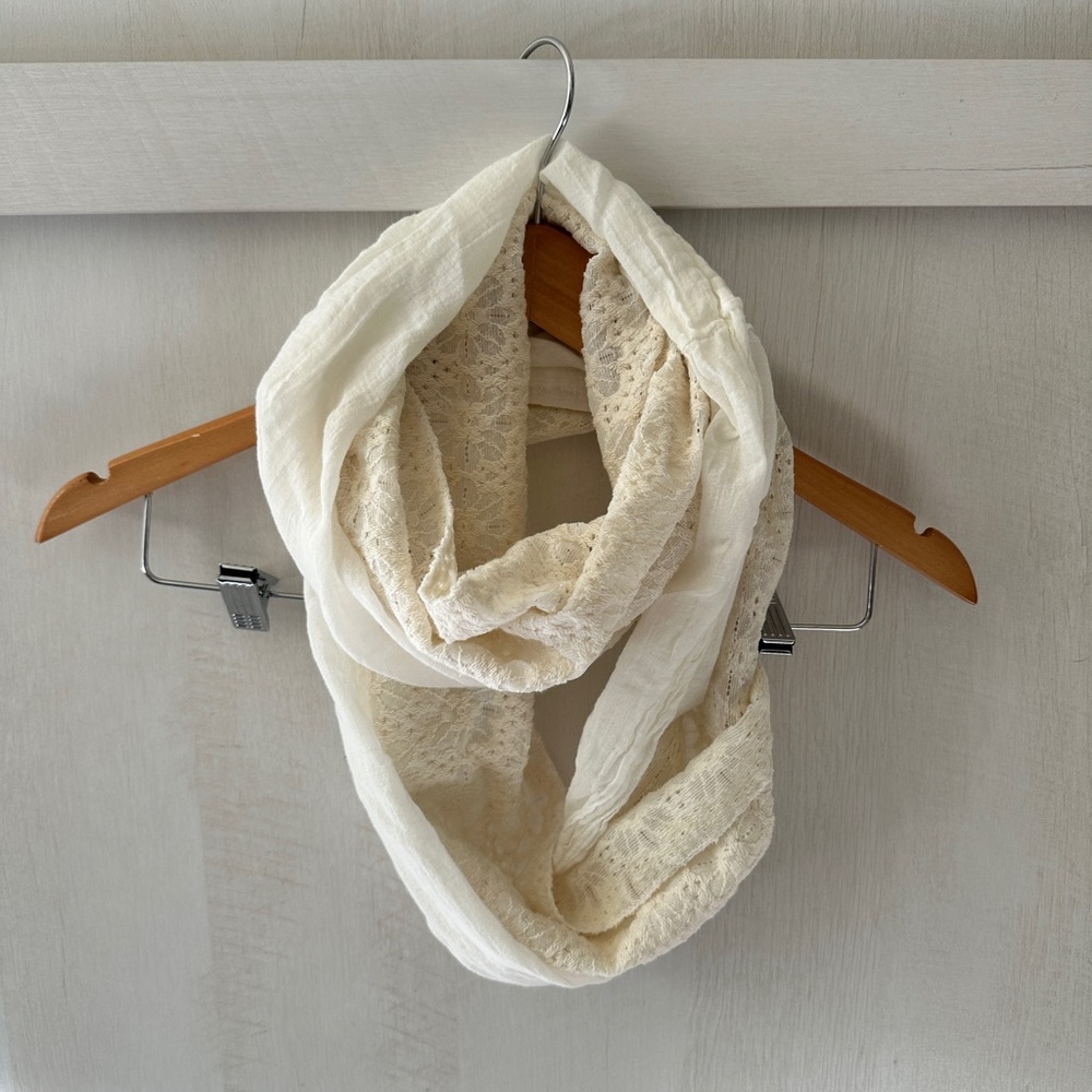 Elegant Cream Lace Infinity Scarf